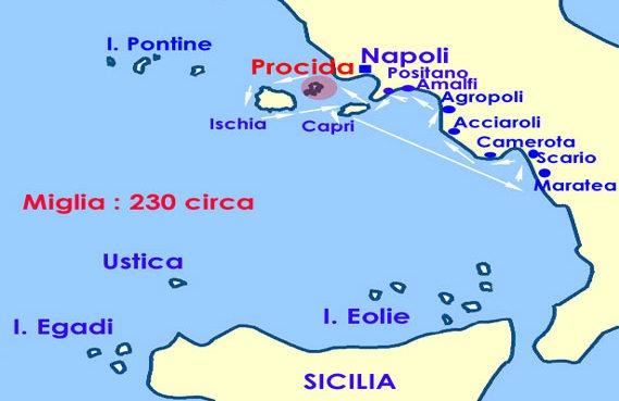 Pianta nautica golfo di Napoli e Cilento