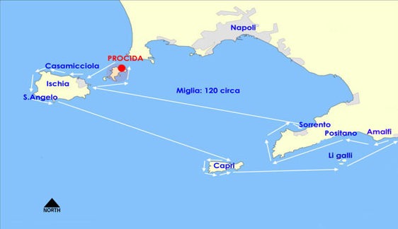 Golfo di Napoli e Costiera amalfitana pianta nautica